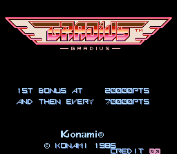 Gradius (C) 1985 Konami