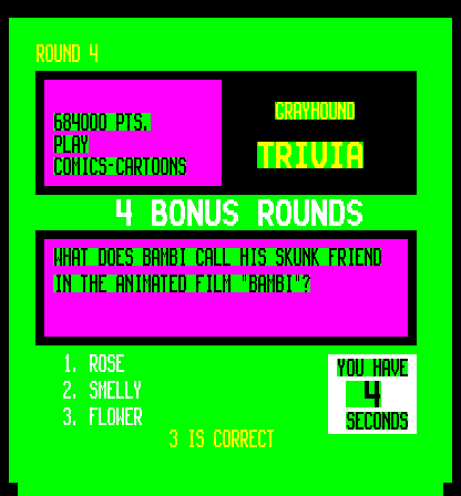 Trivia (Version 1.03) (c) 1986 Greyhound Electronics