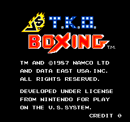 Vs. T.K.O. Boxing (c) 1987 Data East USA